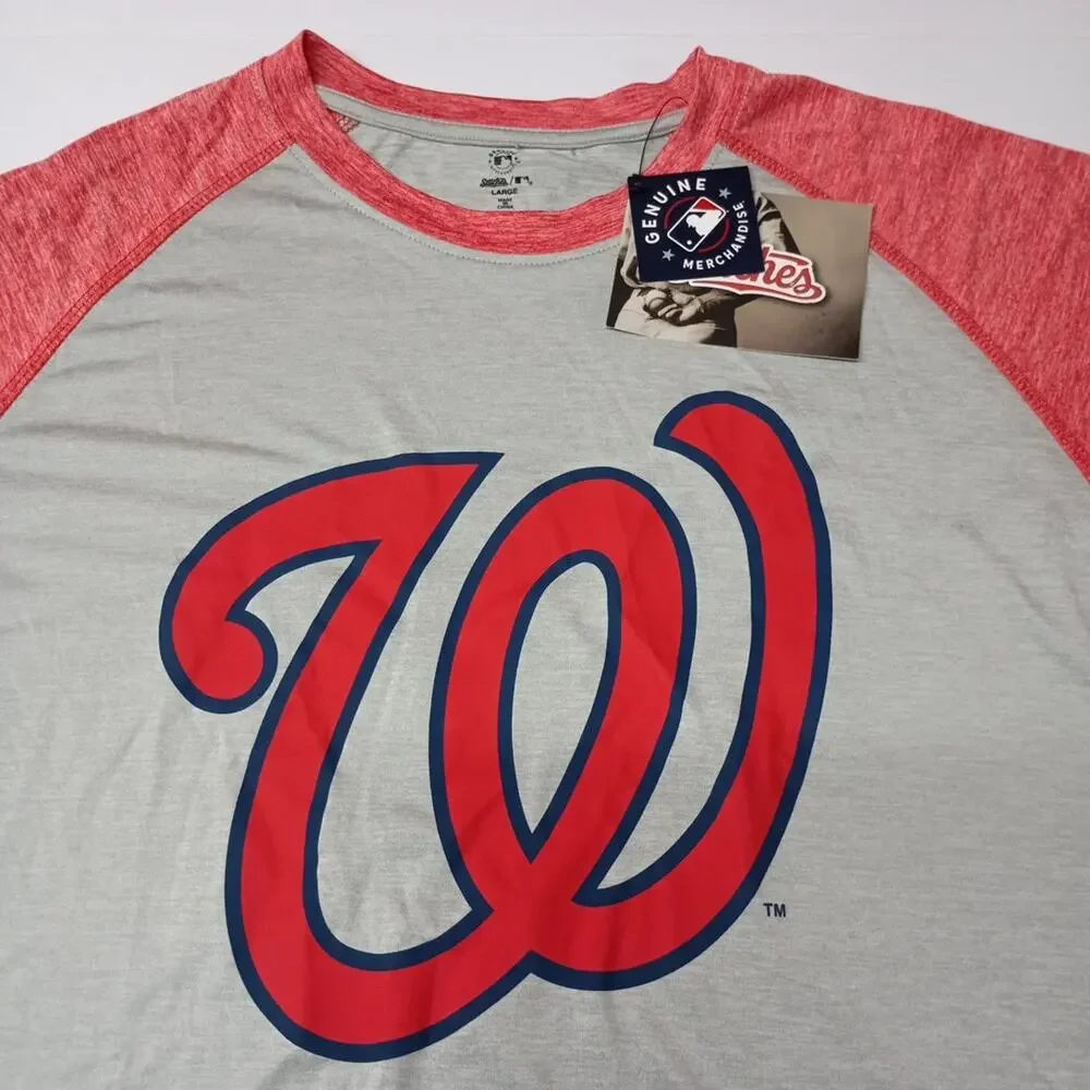 Washington Nationals Shirt Mens L Gray‎ Stitches Baseball MLB